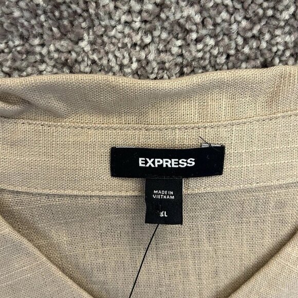 Express Women's Linen-Blend Sleeveless Button Up Shirt Beige Size XL NWT $54 - Picture 13 of 16